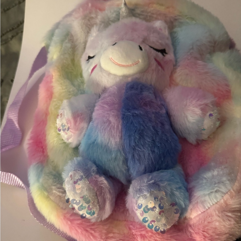 Pastel Plush Unicorn Backpack for Kids